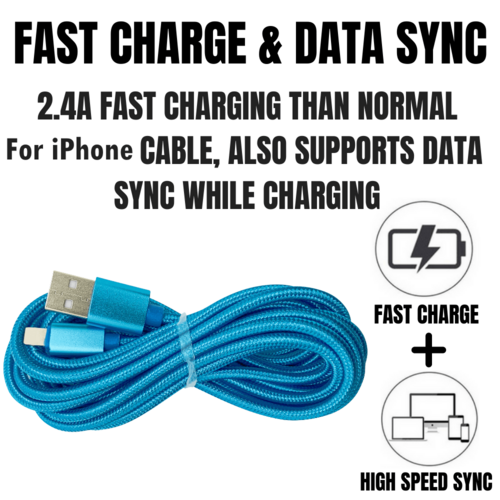 10ft Fast Charging Cable – 2 Pack